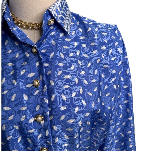 Vintage Schrader long sleeve pleated leaf print secretary dress size 6 small S - Picture 2 of 6